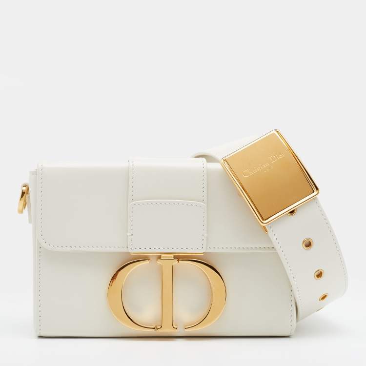 Dior White Leather 30 Montaigne Shoulder Bag Dior