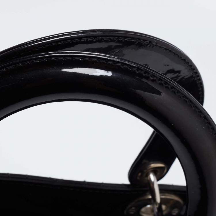 مملوكة مسبقًا Dior Black Cannage Patent Leather Large Lady Dior Tote