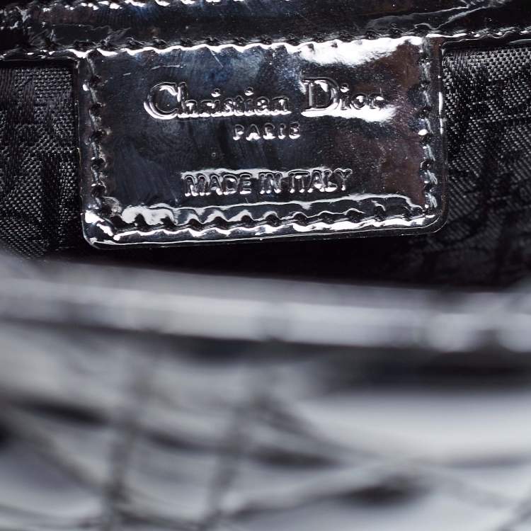 مملوكة مسبقًا Dior Black Cannage Patent Leather Large Lady Dior Tote