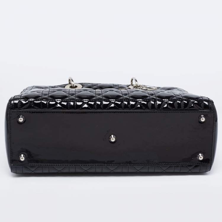 مملوكة مسبقًا Dior Black Cannage Patent Leather Large Lady Dior Tote