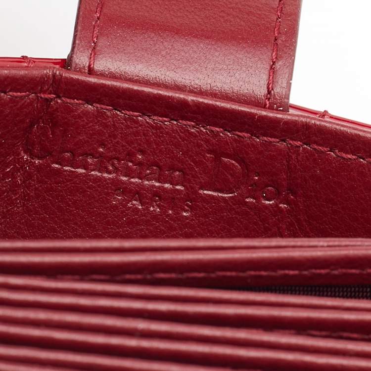 Pre Owned Dior Red Cannage Patent Leather Lady Dior 5 Gusset Card Holder