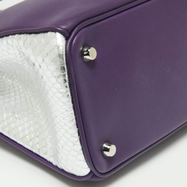 Pre Owned Dior Purple/Silver Leather And Python Medium Diorissimo Shopper Tote