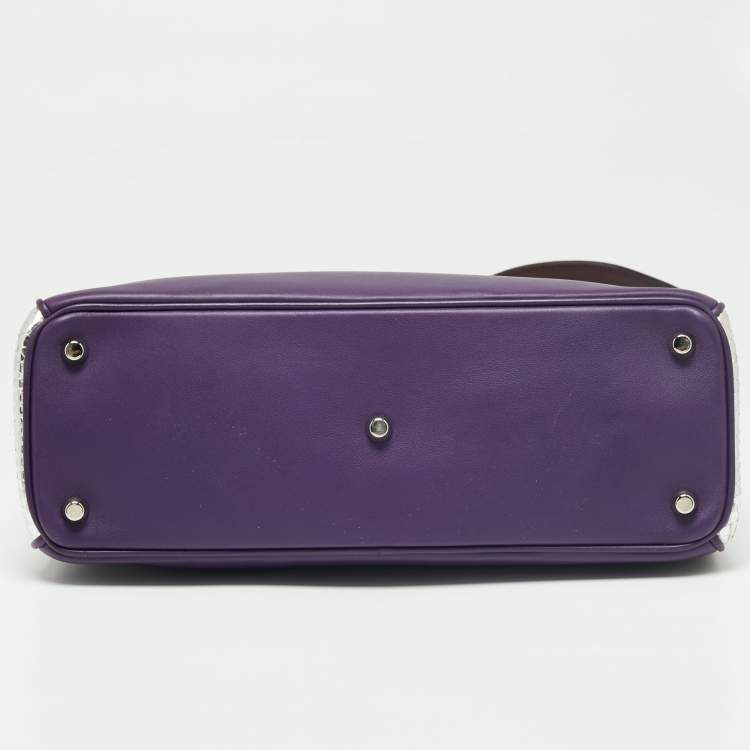 Pre Owned Dior Purple/Silver Leather And Python Medium Diorissimo Shopper Tote