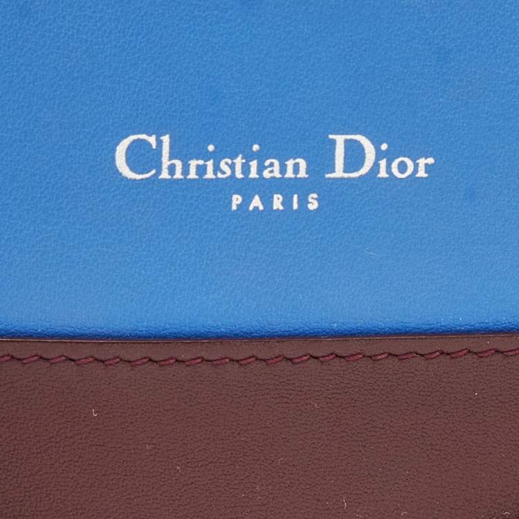 Pre Owned Dior Tri Color Leather Wristlet Card Holder