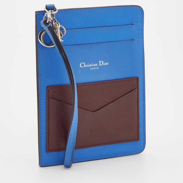 Pre Owned Dior Tri Color Leather Wristlet Card Holder