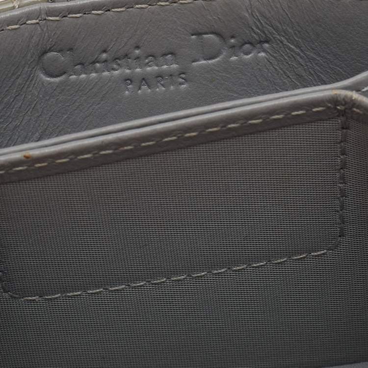 Pre Owned Dior Grey Cannage Patent Leather Lady Dior 5 Gusset Card Holder