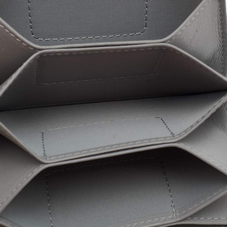 Pre Owned Dior Grey Cannage Patent Leather Lady Dior 5 Gusset Card Holder