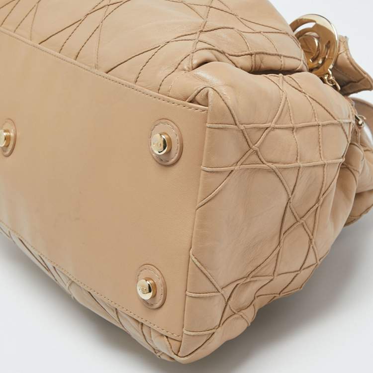 Pre Owned Dior Beige Cannage Leather Le Trente Hobo