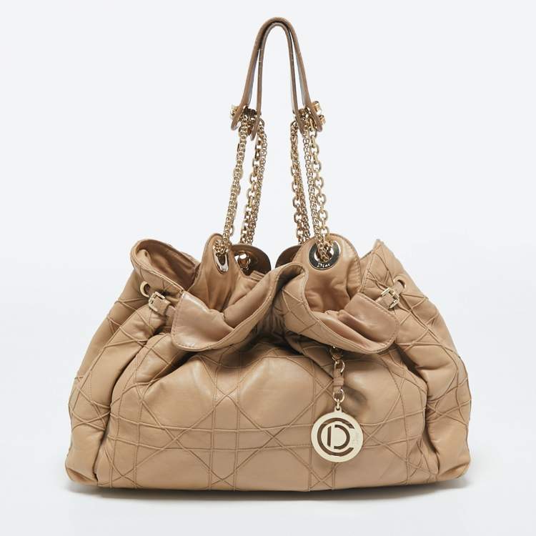 Pre Owned Dior Beige Cannage Leather Le Trente Hobo
