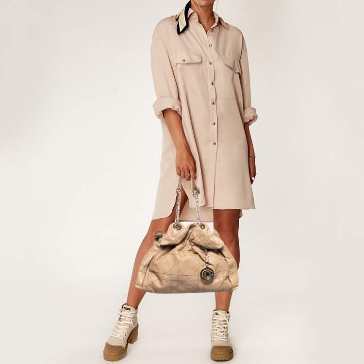 Pre Owned Dior Beige Cannage Leather Le Trente Hobo