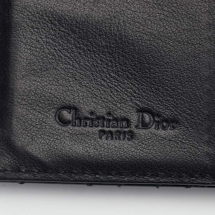 Pre Owned Dior Black Cannage Patent Leather Lady Dior Card Holder