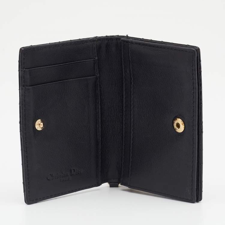 Pre Owned Dior Black Cannage Patent Leather Lady Dior Card Holder
