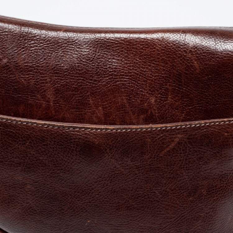 Pre Owned Dior Brown Leather Embroidered Saddle Bag