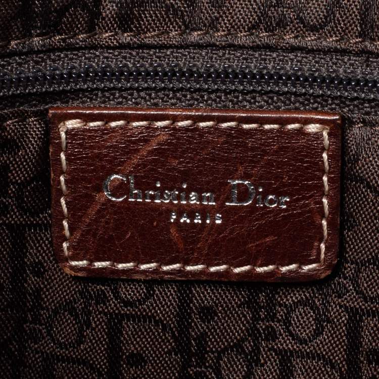 Pre Owned Dior Brown Leather Embroidered Saddle Bag