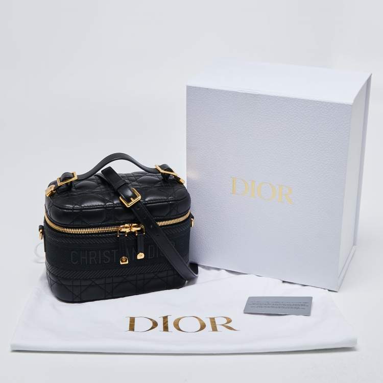 Pre Owned Dior Black Cannage Leather Small Diortravel Vanity Case