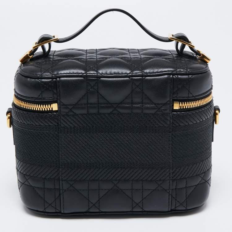 Pre Owned Dior Black Cannage Leather Small Diortravel Vanity Case