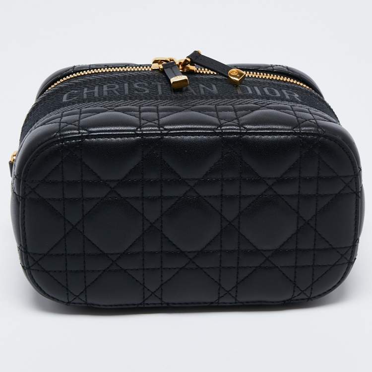 Pre Owned Dior Black Cannage Leather Small Diortravel Vanity Case