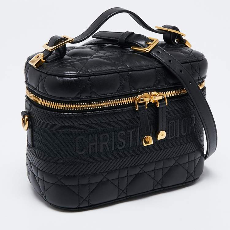 Pre Owned Dior Black Cannage Leather Small Diortravel Vanity Case