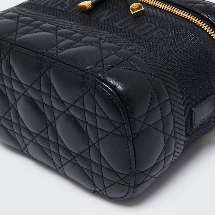 Pre Owned Dior Black Cannage Leather Small Diortravel Vanity Case