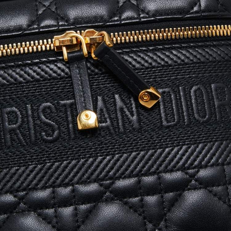 Pre Owned Dior Black Cannage Leather Small Diortravel Vanity Case