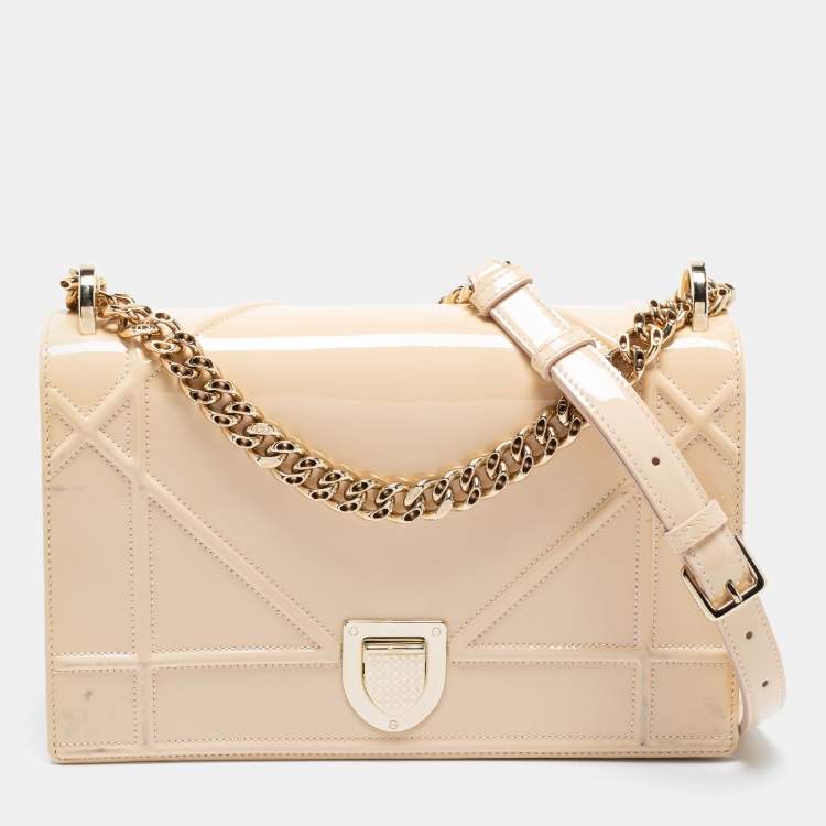 Dior Beige Patent Leather Medium Diorama Shoulder Bag Dior | The Luxury ...