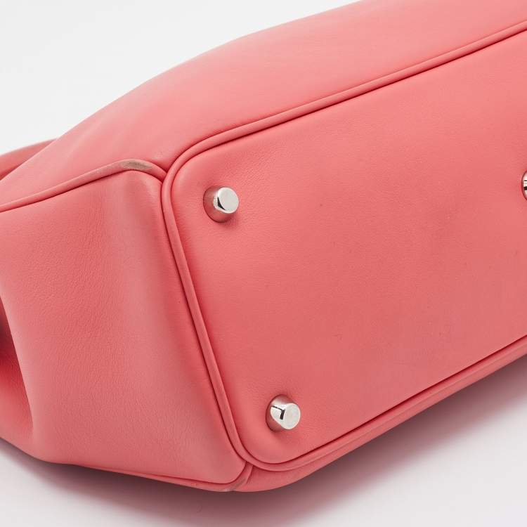 Pre Owned Dior Coral Pink Leather Medium Diorissimo Shopper Tote