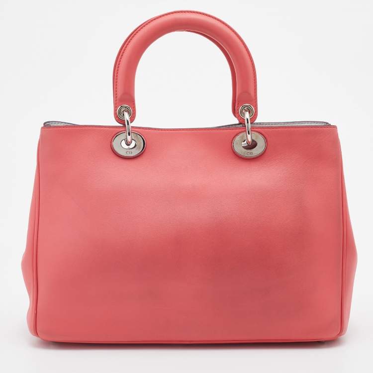 Pre Owned Dior Coral Pink Leather Medium Diorissimo Shopper Tote