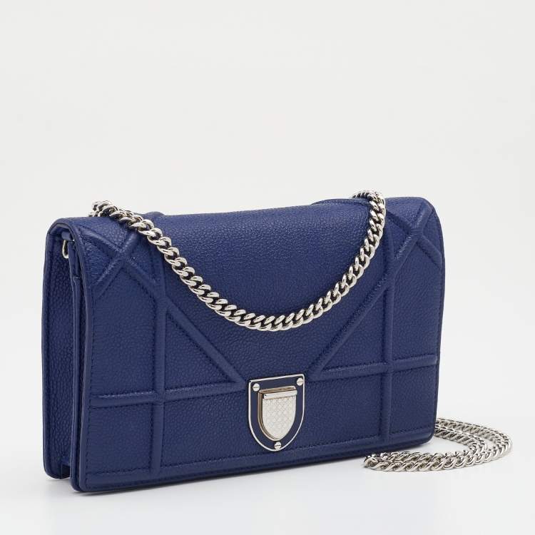 Pre Owned Dior Blue Leather Diorama Wallet On Chain