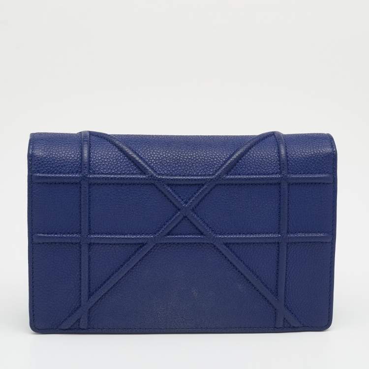 Pre Owned Dior Blue Leather Diorama Wallet On Chain