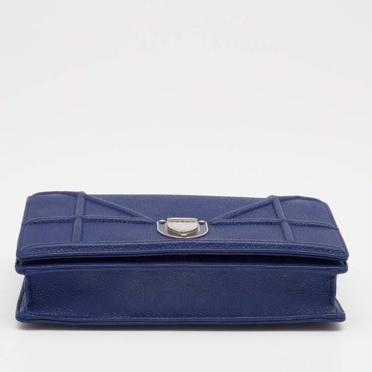 Pre Owned Dior Blue Leather Diorama Wallet On Chain