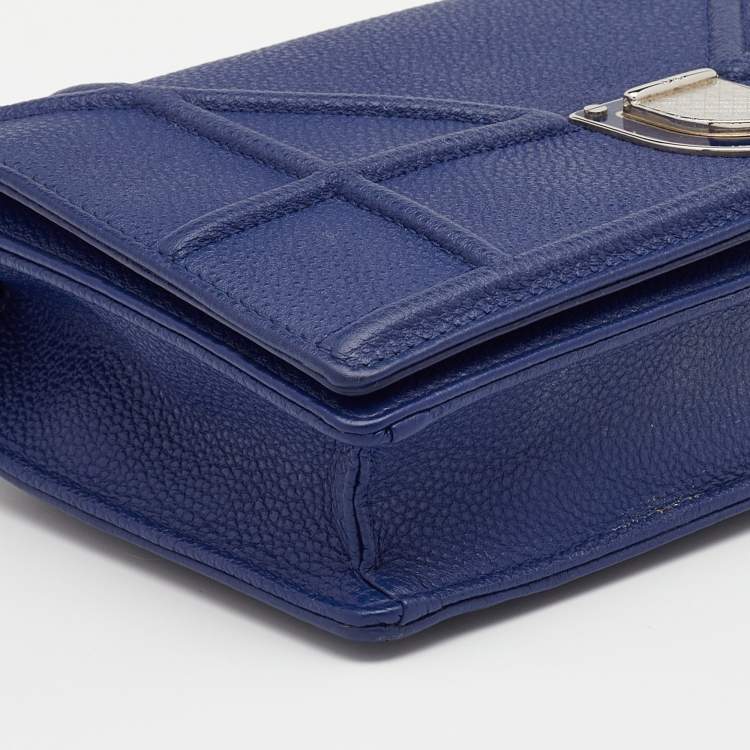 Pre Owned Dior Blue Leather Diorama Wallet On Chain