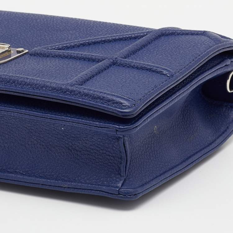 Pre Owned Dior Blue Leather Diorama Wallet On Chain