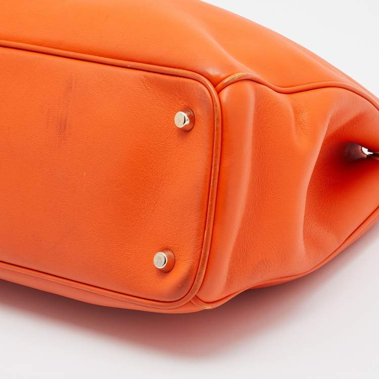 Pre Owned Dior Orange Leather Large Diorissimo Shopper Tote