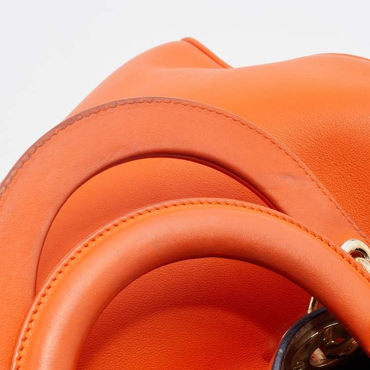 Pre Owned Dior Orange Leather Large Diorissimo Shopper Tote