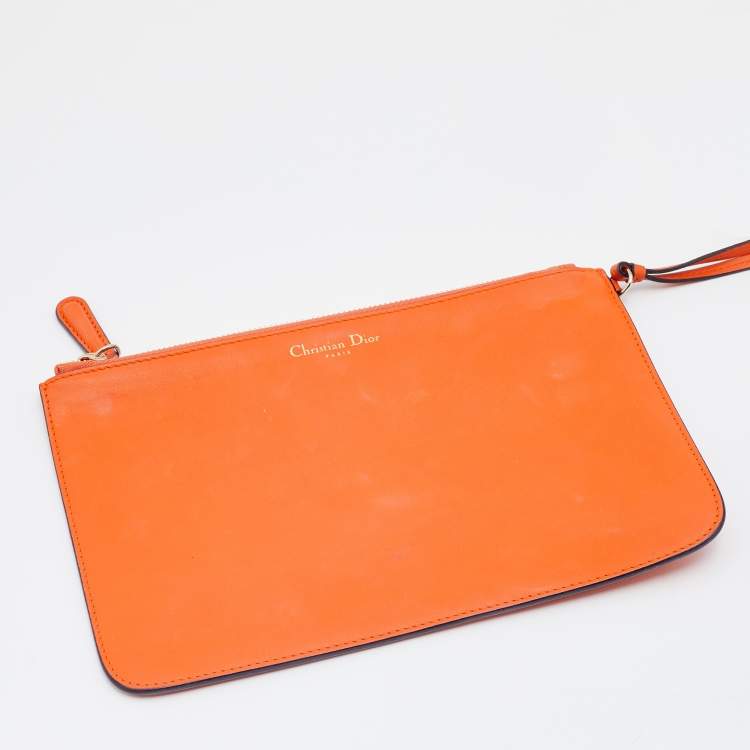 Pre Owned Dior Orange Leather Large Diorissimo Shopper Tote