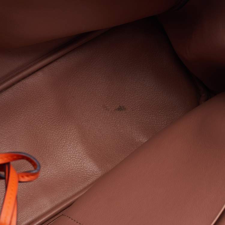 Pre Owned Dior Orange Leather Large Diorissimo Shopper Tote