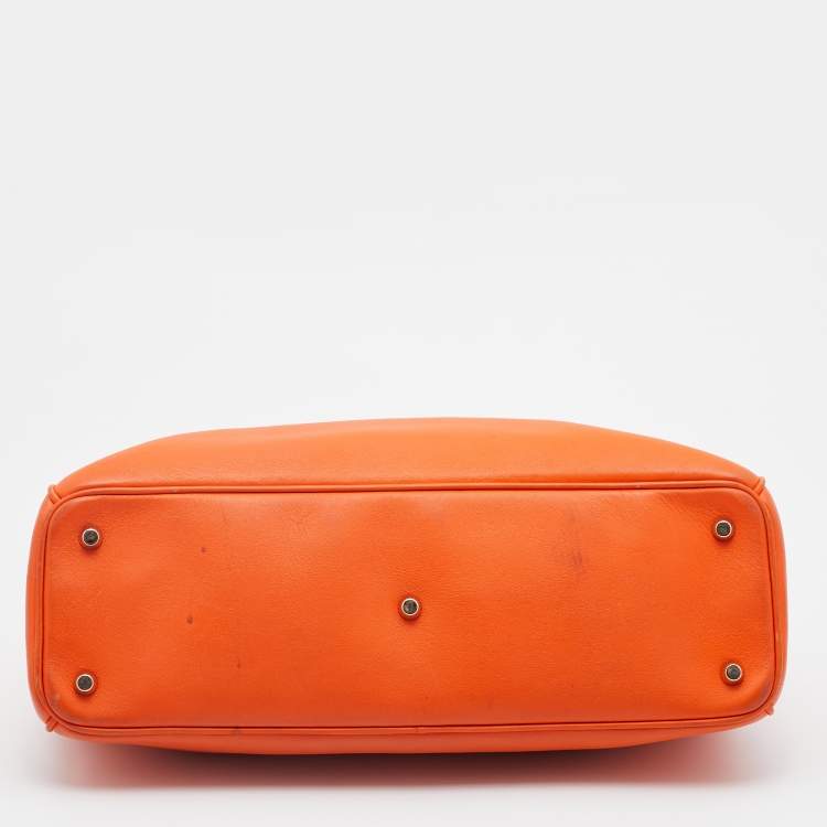 Pre Owned Dior Orange Leather Large Diorissimo Shopper Tote