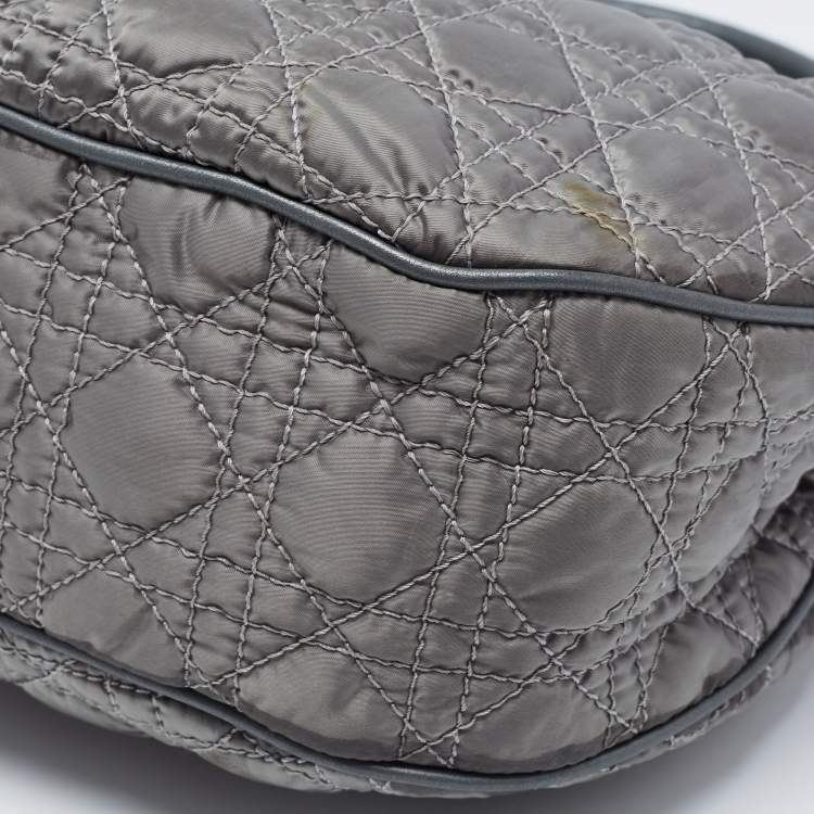 Pre Owned Dior Green Cannage Quilted Satin and Leather Charming Hobo