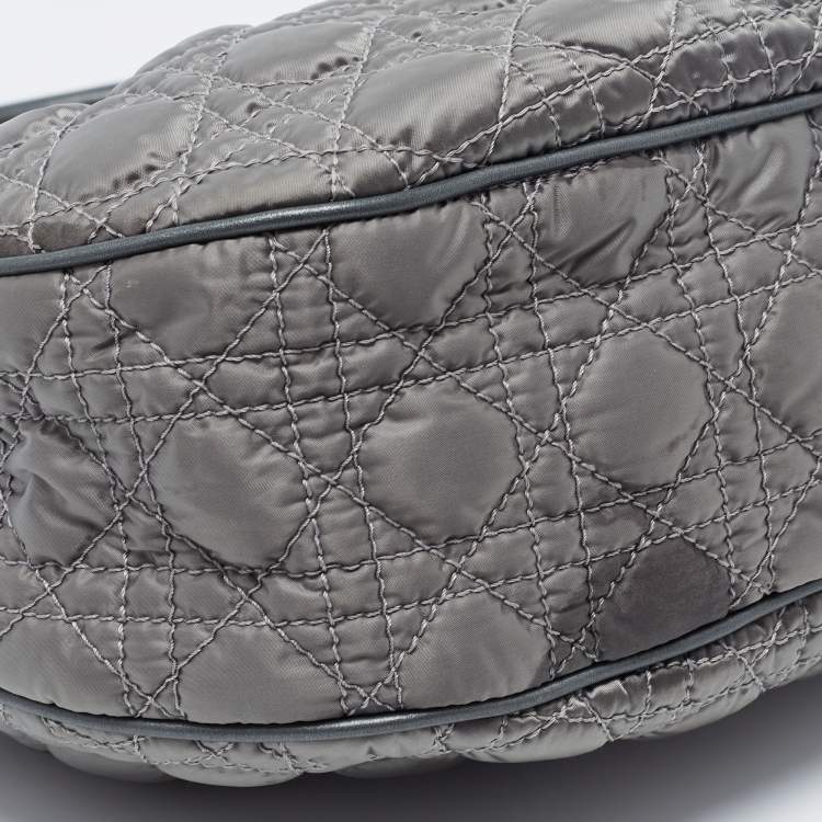 Pre Owned Dior Green Cannage Quilted Satin and Leather Charming Hobo