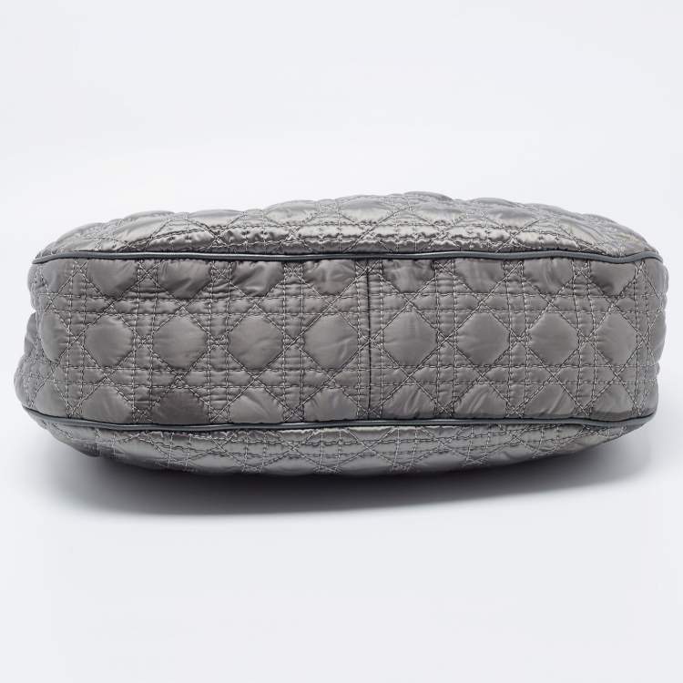 Pre Owned Dior Green Cannage Quilted Satin and Leather Charming Hobo