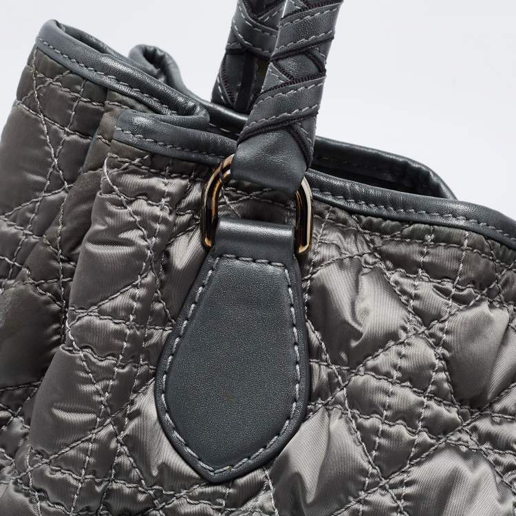 Pre Owned Dior Green Cannage Quilted Satin and Leather Charming Hobo