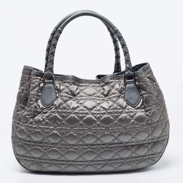 Pre Owned Dior Green Cannage Quilted Satin and Leather Charming Hobo