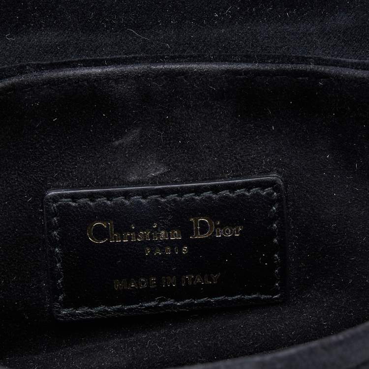 Pre Owned Dior Blue Velvet Crystal Embellished Logo Mini Saddle Bag