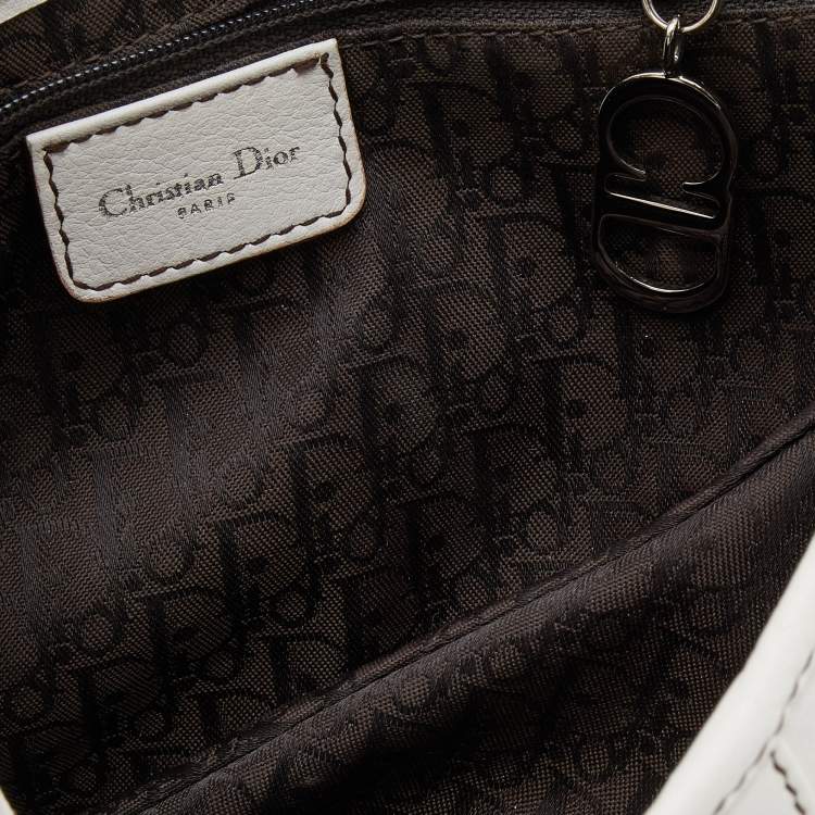 Pre Owned Dior White Leather Saddle Bag