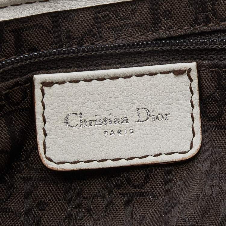 Pre Owned Dior White Leather Saddle Bag