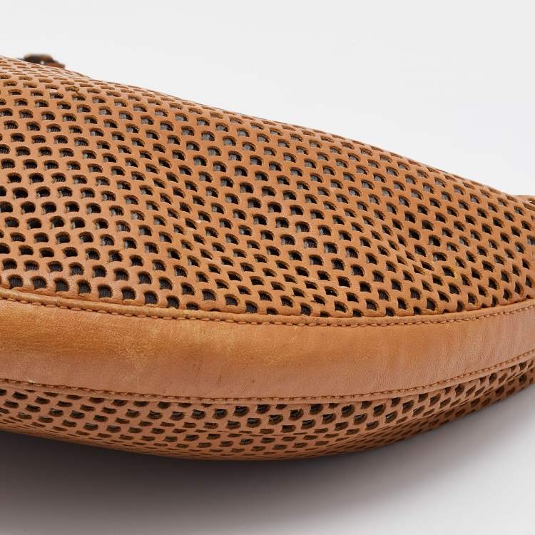 Pre Owned Dior Brown Laser Cut Leather Vintage Hobo