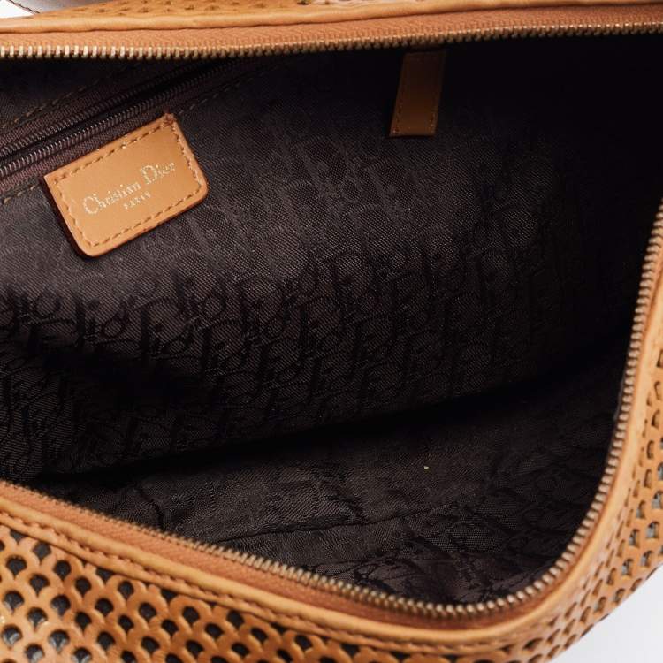 Pre Owned Dior Brown Laser Cut Leather Vintage Hobo