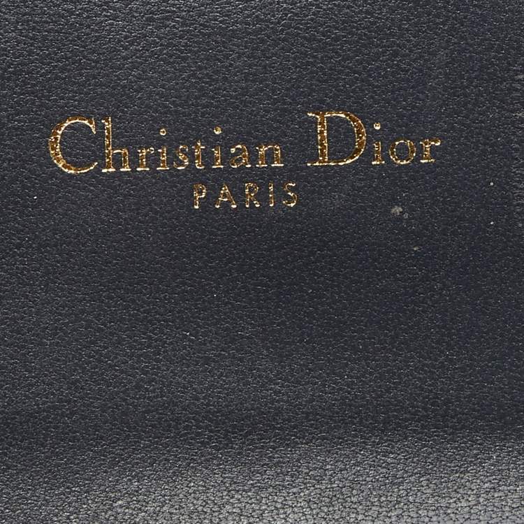 Pre Owned Dior Gold Micro Cannage Patent Leather Diorama Trifold Wallet