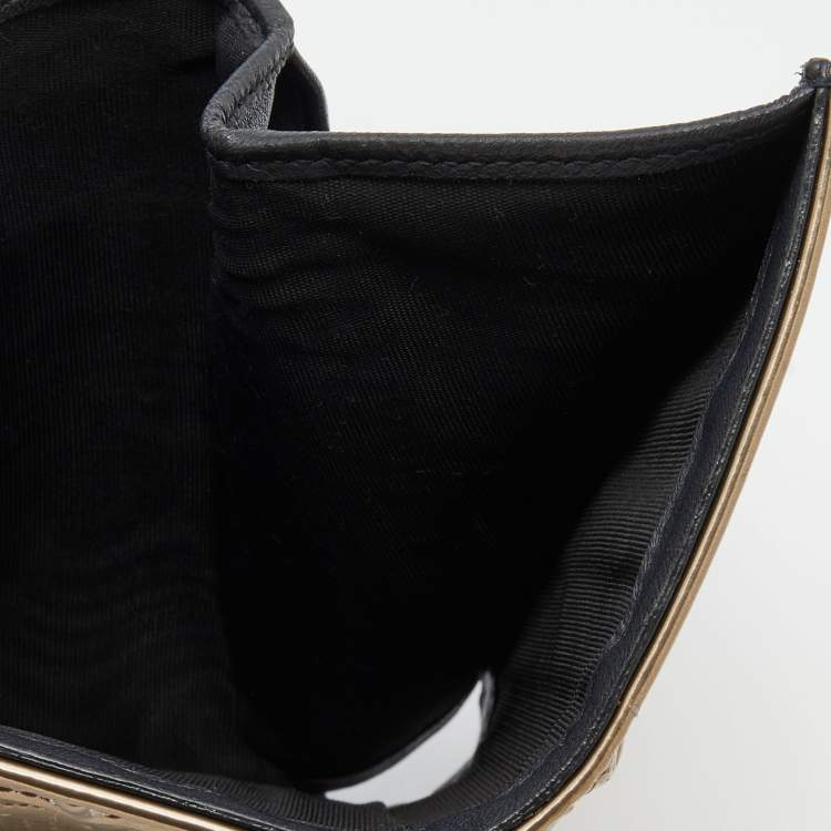 Pre Owned Dior Gold Micro Cannage Patent Leather Diorama Trifold Wallet