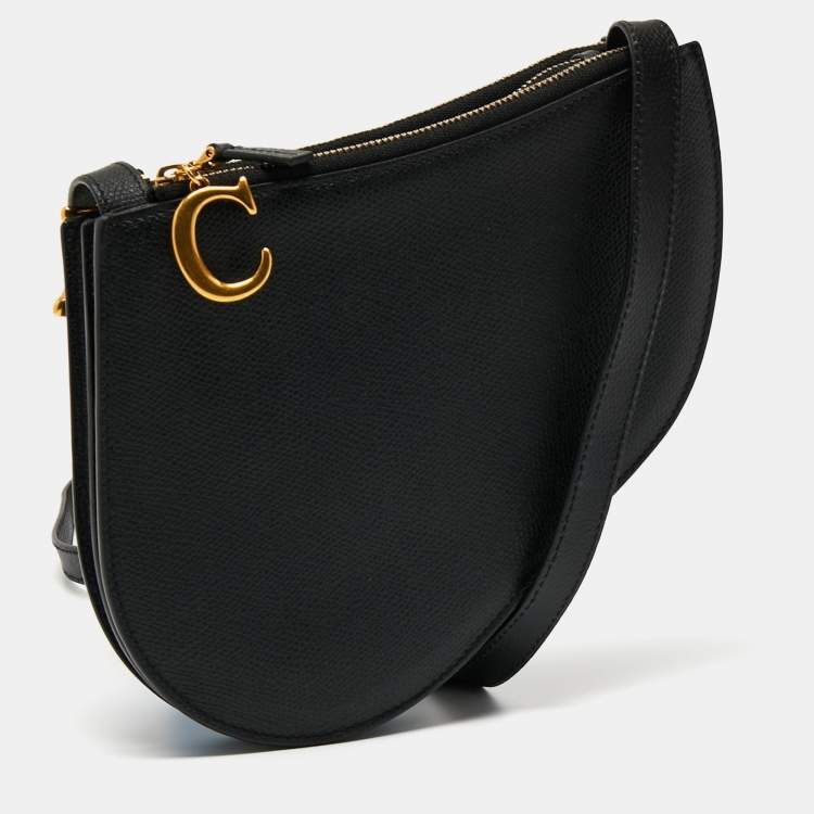 Pre Owned Dior Black Leather Saddle Triple Zip Crossbody Bag